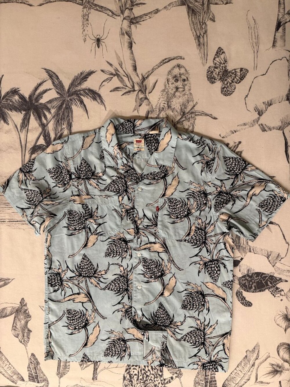 Levi's Men's M Camp Collar Shirt Relaxed Fit Sage Botanical Print Resort